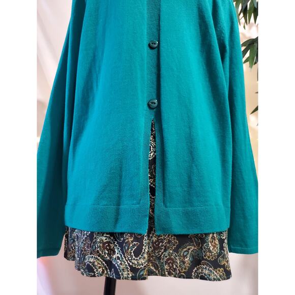 J. Jill Button Back Paisley Hem Tunic Sweater Womens Size L Green Pullover - Picture 5 of 10